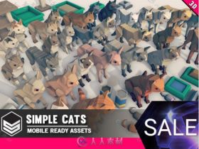 简单的立方体卡通猫哺乳动物角色3D模型Unity游戏素材资源