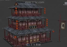 武侠游戏中高档酒馆3D模型