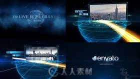 高科技地球金色粒子光线展示企业发展时间轴宣传动画AE模板Videohive Earth line A...