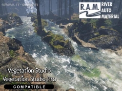 大型河流湖泊沼泽水流地面植被渲染工具Unity游戏素材资源