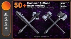50组锤子游戏武器3D模型合集