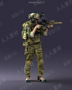 陆战队士兵迷彩服饰完整装备3D模型